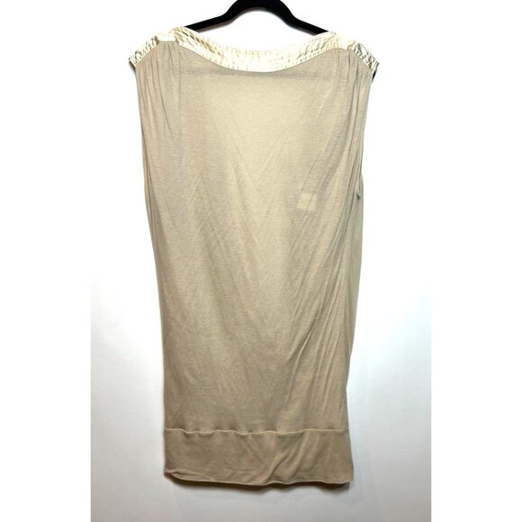 Marciano Gold Beige Sheer Draped Open Back Silk Tunic Top Silk Neckline Medium - Picture 3 of 8